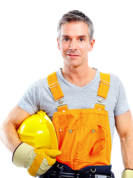 A construction man holding a construction hat