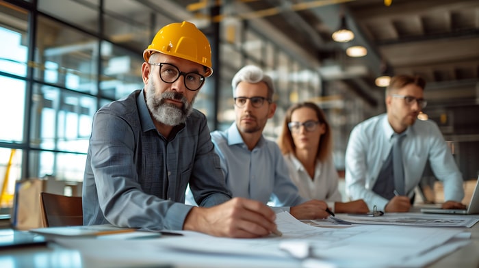 General contractor and construction workers
