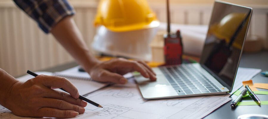 Construction design team working on a construction design project