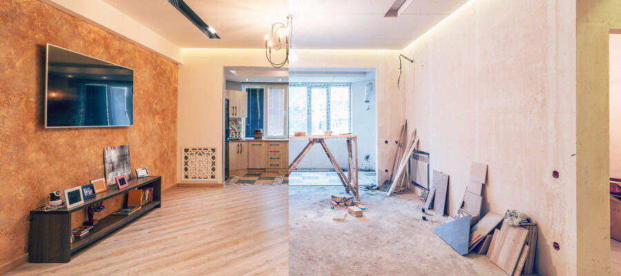 home renovation depiction before and after