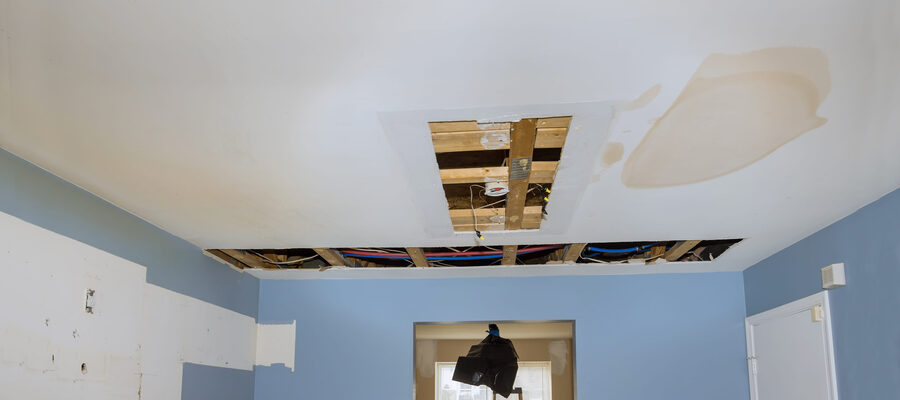 water damaged home in need for reconstruction